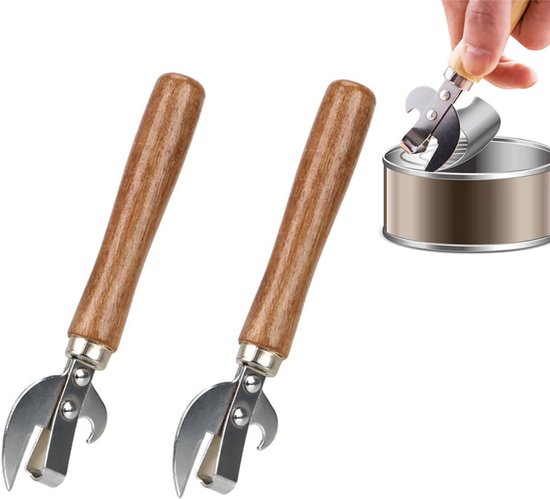 Universalöffner 2 Teilig Flaschenöffner Korkenzieher Für Deckel Und Gläser Holzgriff