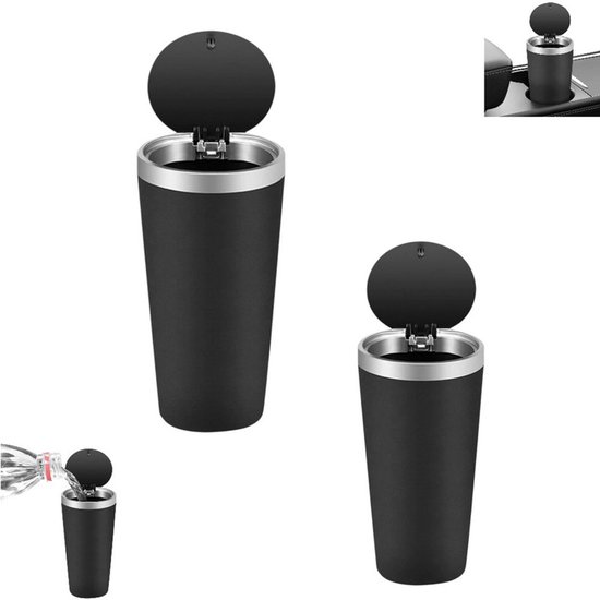 2 Stück Mini Auto Mülleimer Auto Mülleimer Robuster Taschen Abfalleimer Schwarz Auslaufsicherer Auto Mülleimer Mit Deckel Druckverschluss Getränk