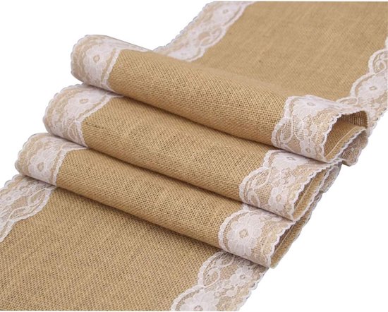 3 Teiliger Tischläufer Aus Weißer Jute Spitze, 275 X 30 Cm, Für Die Dekoration Von Hochzeiten Im Freien, Küchen Im Landhausstil, Festlichen Anläs