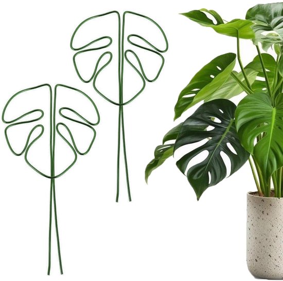Dailygoods Monstera Pflanzenstütze, 2er Set, Aluminium Mit Einzigartigem Blattdesign Für Zimmerpflanzen, Vielseitige Stängelstütze Für Alocasia U