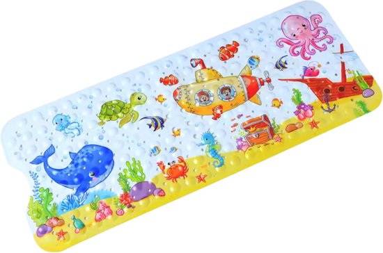 Badematte Für Kinder Und Babys Ozean, U Boot, Schiffswrack, Fische, Schildkröte, Wal, Oktopus Große, Rutschfeste Matte Für Babys Und Kinder Dusch