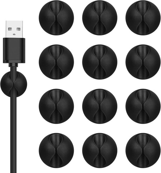12 Kabelclips Für Den Schreibtisch, Kabelmanager Mit Selbstklebender Rückseite, Fünfloch Kabelclips, Kabeltrommeln, Einloch Kabelklemmen