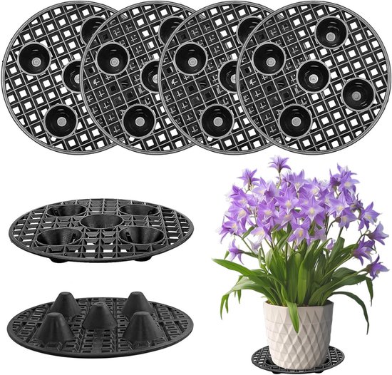 6er Pack Pflanzenständer Mit Abflussgitter (30 Cm), Untersetzer, Topfuntersetzer, Kunststoffuntersetzer, Pflanzgefäße Und Netzunterlagen Für Drin