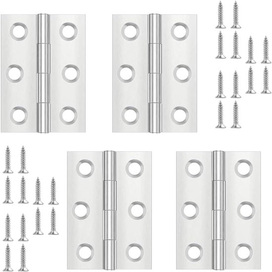 Klappbänder 4 Stück 66 X 38 Mm Edelstahl Faltbar Klein Türscharnier Für Türen Und Fenster Klavierband Scharnier Mit 24 Schrauben Montagezubehör