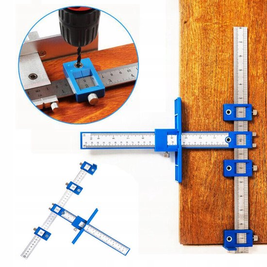 Multifunktionales Holzbearbeitungswerkzeug – Holzbearbeitungszubehör – Grifflochsucher – Sucher + Aufbewahrungstasche / 5-mm-loch / 410 × 300 Cm – Blau