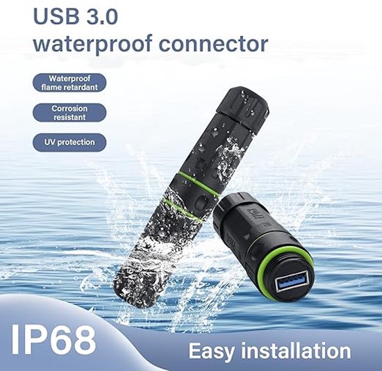 Wasserdichter Usb 3.0 Stecker Ip68 Zertifizierter, Wasserdichter Usb Anschluss Zu Bus Koppler Für Zuverlässige Datenübertragung Und Laden Im Frei