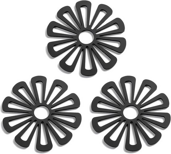 3er Pack Silikon Untersetzer Für Heiße Pfannen Rutschfest Und Hitzebeständig Für Arbeitsplatten, Tische Und Töpfe Schwarz