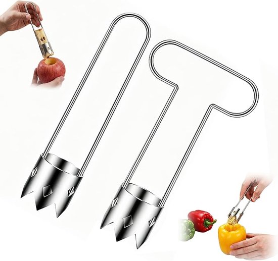 Tragbarer Apfelkernentferner 2 Teiliges Set Apfelentkerner Apfelschneider Kernentferner Paprikaentkerner Manuelles Obstentkernungswerkzeug Für Fa