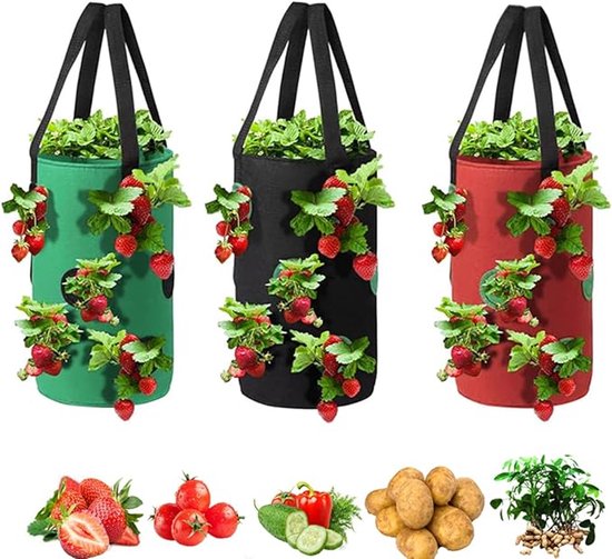 Hängender Tomatenpflanzbeutel 3 Stück Kartoffelpflanzbeutel Pflanzbeutel Umgedrehte Pflanzgefäße Wiederverwendbar Waschbar Für Verschiedene Gemüs