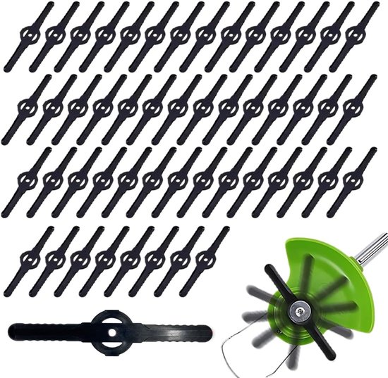 50er Pack Rasentrimmerklingen Kunststoff Freischneiderklingen Kunststoffklingen Für Rasenmäher Ersatzklingen Für Den Garten Schwarze Klingen L