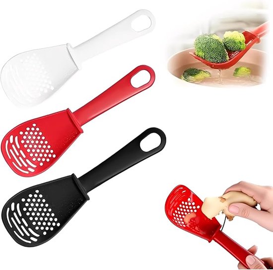 3 Teiliges Kochlöffel Set Spatel Multifunktionale Küchenschaufel Küchenlöffel Eigelb Trennen Servierlöffel Zum Kochen, Abgießen, Pürieren Und Tre