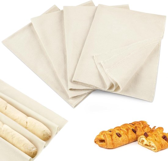 4 Geschirrtücher Für Sauerteigbrot 35,5 X 47,8 Cm Dicke, Wiederverwendbare Brottücher Zum Gehenlassen Von Teig, Für Baguettes, Gebäck Und Brotbac