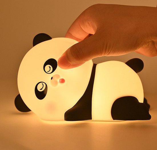 Pandaförmiges Nachtlicht, Wiederaufladbar, Aus Silikon, Sieben Farben, Mit Timer Und Dimmfunktion, Taktiles Licht.