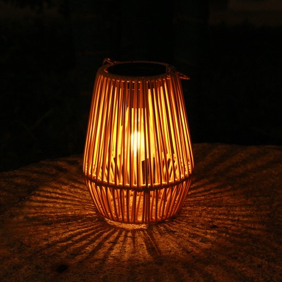 2er Pack Solarlaternen Für Die Außenbeleuchtung 18,5 X 15 Cm Hängende Solarlaternen In Rattanoptik Für Camping, Terrassen, Gärten, Patios, Verand