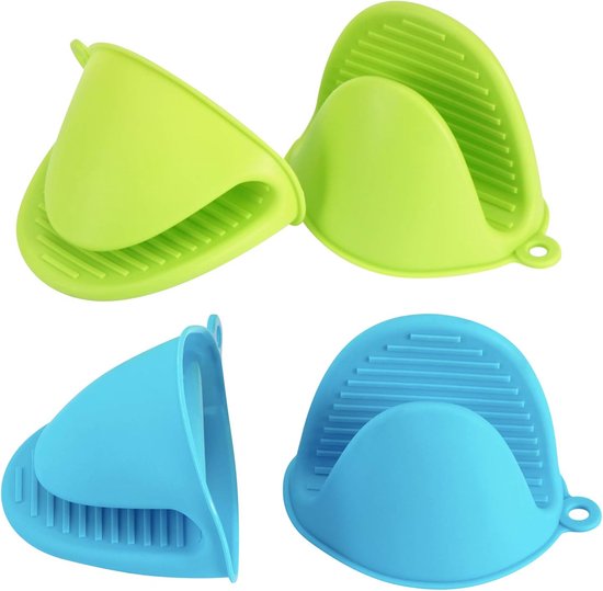 Ofenhandschuhe 4 Teiliges Set Silikon Ofenhandschuhe Silikon Küchenofenhandschuhe Mini Ofenhandschuhe Aus Gummi Lustige Kochhandschuhe (blau Und