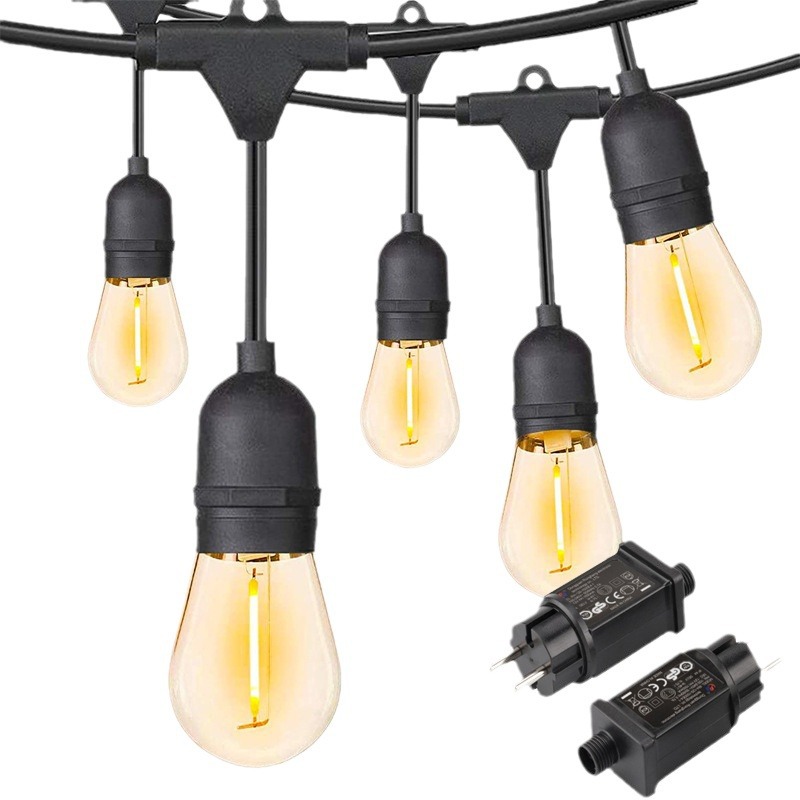 4,9 M Lange Led-lichterkette Für Den Außenbereich – Dimmbare 1-w-s14-glühbirnen (bruchsicher) – Robust Und Wasserdicht – Ideal Für Terrasse, Café, Bistro Oder Markt – Warmweiß