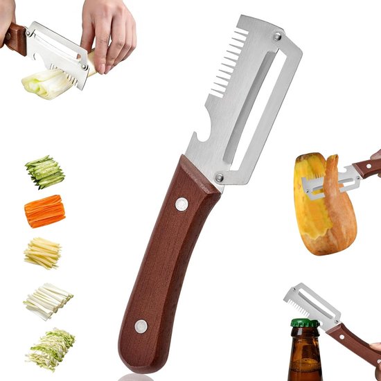 3 Teiliger Sparschäler, Kürbisschäler, Kartoffelschäler Aus Edelstahl Mit Kunststoffgriff, 2 In 1 Multifunktions Gemüseschäler & Flaschenöffner,