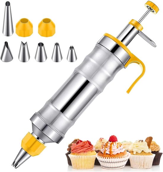 Tortendekorationsset Enthält 6 Edelstahl Tüllen Für Müheloses Und Schnelles Spritzen Einfach Zu Verwenden Gelb Zum Dekorieren Von Torten, Cupcake