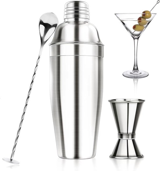 Cocktail Shaker Set Cocktailbar Martini Shaker Set Mit Sieb, Edelstahl Shaker Set, Getränkemixer Mit Manometer, Rührlöffel, Barzubehör Für Anfäng