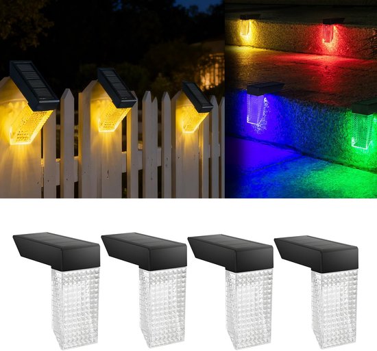 4er Set Solarbetriebene Weihnachtslichter Für Den Außenbereich Ip68 Wasserdicht Und Schneefest, Warmweißes Licht Und Rgb Farbwechsel Für Treppen,