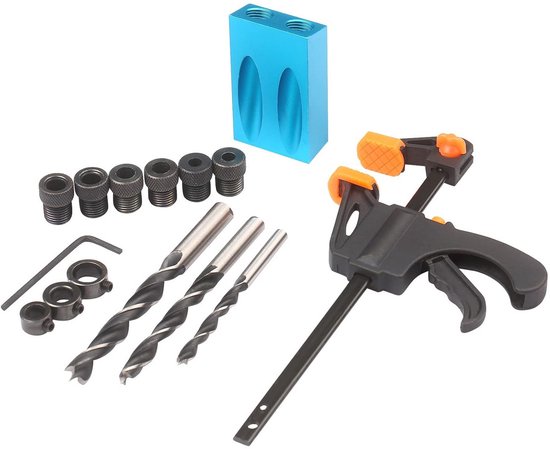 15-teilige Taschenlochbohrlehre Für Die Holzbearbeitung Mit 6/8/10-mm-adaptern