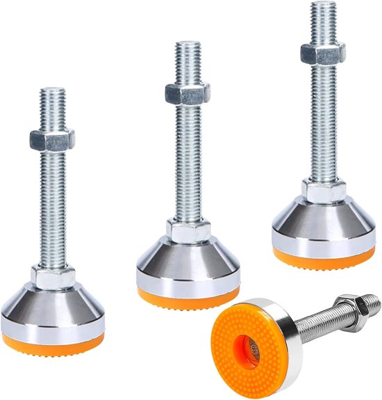 8 Teiliges Set Höhenverstellbarer Möbelfüße Aus Kohlenstoffstahl (d40 X M10 X 80 Cm) Mit Rutschfester, Geräuscharmer Kunststoffbasis Und Muttern,