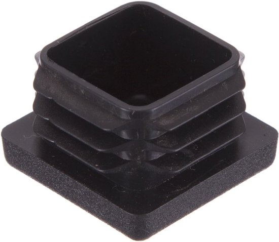 16 Stück Gerippte Quadratische Endkappen Für Rohrförmige Möbelbeine, Tische Und Stühle (16 Mm, Schwarz)