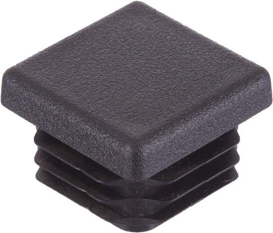 16 Stück Alle Größen Quadratische Gerippte Endkappen Für Rohrbeine Von Möbeln, Tischen Und Stühlen (20 Mm, Schwarz)