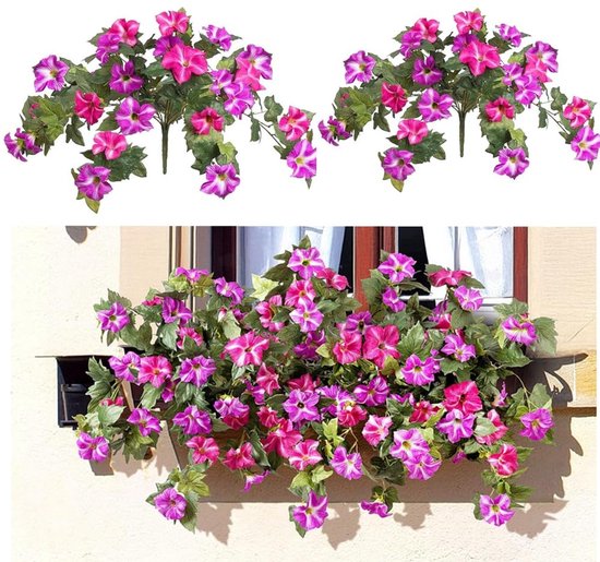 Dailygoods Natureman Künstliche Blumen Für Die Außenpflanzendekoration, 2 Stück Künstliche Petunien Aus Uv Beständiger Seide Für Balkon, Veranda,