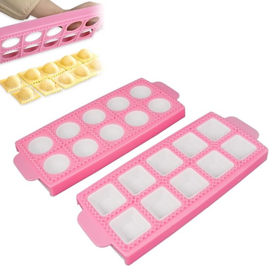 Set Mit 2 Runden Und Quadratischen Ravioli Ausstechern, Hochwertige Teigtaschenform Mit 10 Reihen, Für Die Zubereitung Von Ravioli, Pasteten Und