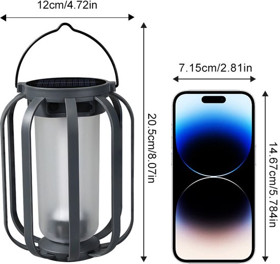 Flackernde Solarlaterne, Wiederaufladbare Zeltlampe, Solarbetriebene Led Beleuchtung, Kompakte Handlampe (15,5 X 15,5 X 28,5 Cm), Für Die Dekorat