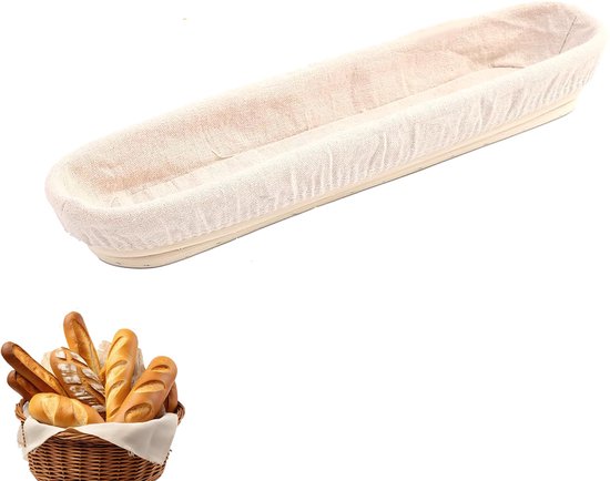 Brotkorb Gärkorb Gärkorb Rechteckiger Gärkorb Baguette Gärkorb Mit Stoffbezug 43 X 9 X 5,5 Cm Für Sauerteiggärung, Backen Von Handwerklich Herges