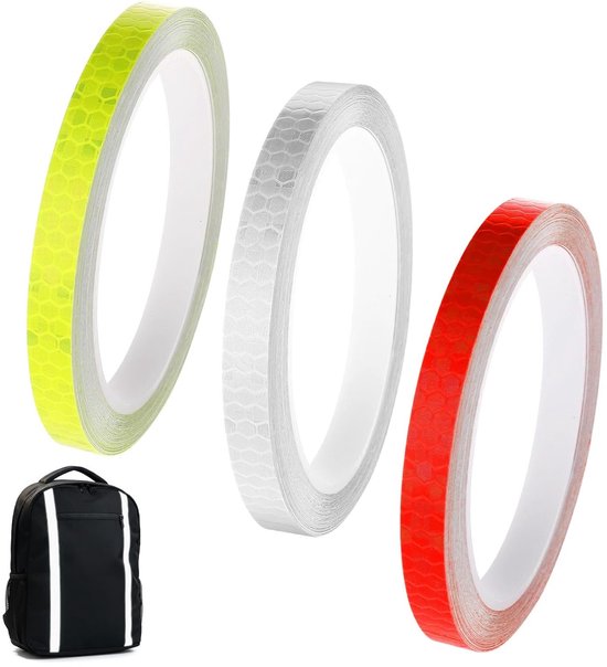 Reflektierendes Band 3 Rollen Selbstklebendes Neon Warnband 10 Mm X 8 M Für Den Außenbereich, Fahrräder Und Helme, Wasserdicht Und Anpassungsfähi