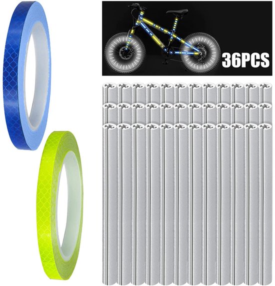 Reflektierende Streifen Für Fahrradspeichen 36 Reflektierende Streifen + 1 Rolle Blaue Und Gelbe Reflektierende Folie Reflektierende Folie Für Na