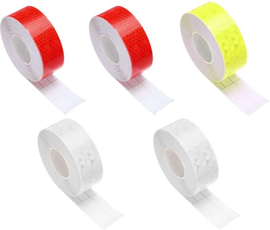 5 Teiliges Reflektierendes Klebeband Reflektierende Aufkleber Warnband Selbstklebende Reflektierende Aufkleber Selbstklebend 2,5 Cm × 3 M Für Aut