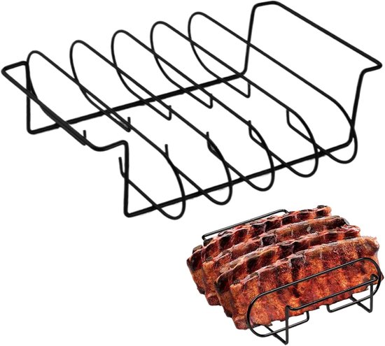 Rippchenhalter Zum Räuchern Und Grillen, Robuster Rippchenhalter Aus Antihaftbeschichtetem Kohlenstoffstahl Für Outdoor Smoker Zubehör