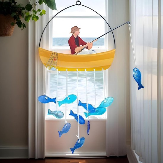 Windspiel Windspiel Aus Glas Mit Meeresmotiv Hängender Sonnenfänger Für Den Außenbereich Balkon /gartendekoration Blau
