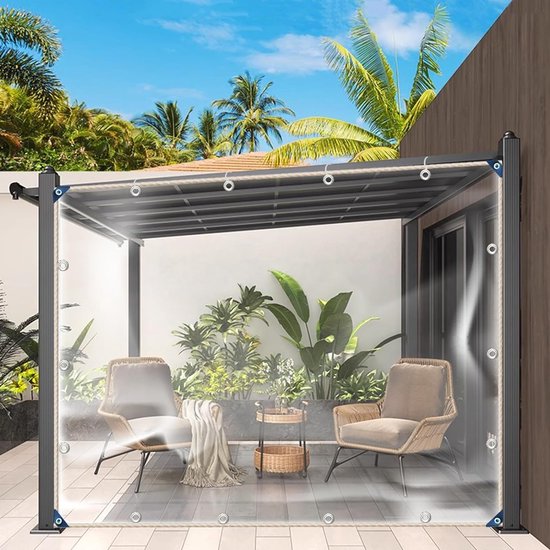 Transparente Plane, 2,4 X 4 M, Mit Ösen, 0,3 Mm, Pvc, Wasserdicht, Regenschutz, Schutzabdeckung, Transparente Abdeckung Für Pavillon, Balkon, Gar