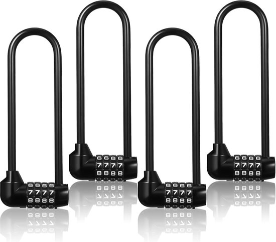 4er Pack 4 Stellige Vorhängeschlösser 15 Cm Lange Öse, Wasserdicht Und Reparierbar Für Tresor, Zaun, Tor Und Werkzeugkasten