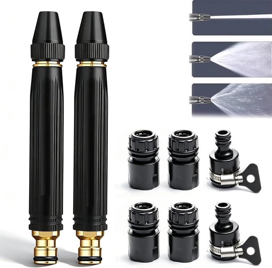 Hochdruckdüse Hochdruck Spritzpistole Für Gartenschläuche Set Mit 2 Messing Autowaschdüsen Und 6 Schlauchanschlüssen 3 Fach Verstellbare Düsen Zu