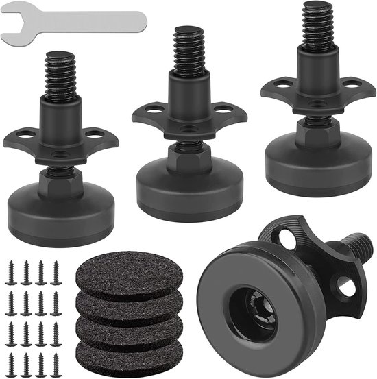 4-teilig, Möbelwasserwaage, 3/8"-16 Gewindefüße, Verstellbare Tischfüße, Tischbein-wasserwaage, Robust Und Langlebig, Schwarz, Für Tische
