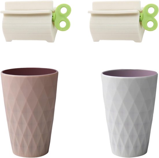 Zahnbürstenbecher + Zahnpasta Drücker, 450 Ml Wiederverwendbarer Mundwasserbecher, Pp + Tpr Material, Skandinavisches Mattes Rutschfestes Design,