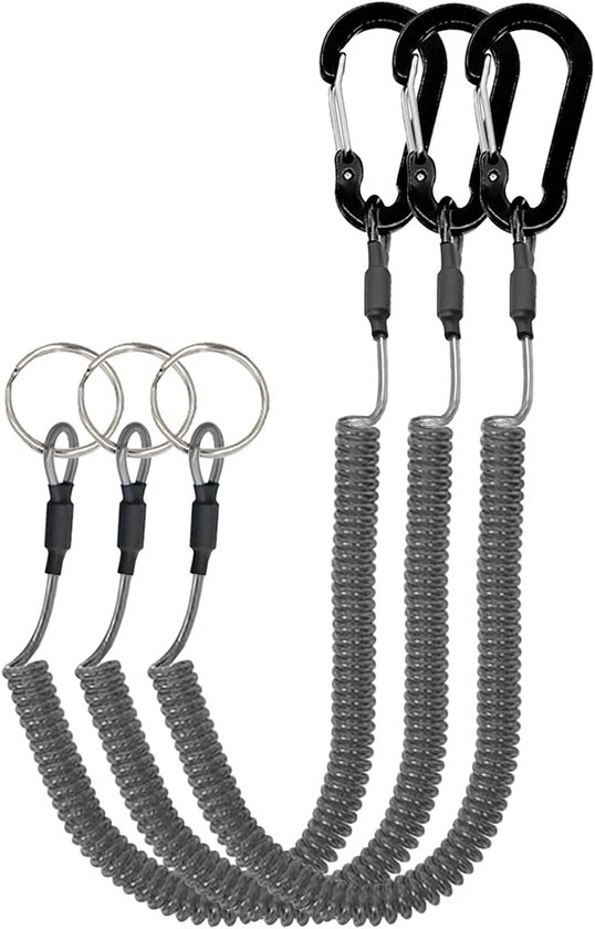 Schwarzes, Einziehbares Sicherheitsseil Mit Robustem Aluminiumkarabiner Flexibel Ausziehbar Strapazierfähiges Material Für Den Täglichen Gebrauch