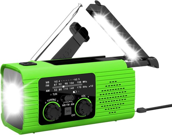 Manuelles Wetterradio, Tragbares Solarradio, Am/fm/noaa Handradio Mit Batterien, Wiederaufladbare 3 Wege Led Taschenlampe Für Zuhause Und Camping