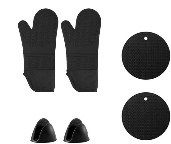 Silikon Ofenhandschuhe 2er Set Isolierende Handschuhe Hitzebeständig Bis 240 °c Küchenhandschuhe Zum Backen, Grillen Und Für Die Mikrowelle Schwa