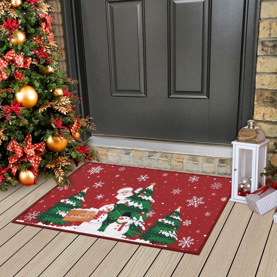 Rote Weihnachtsfußmatte In Form Eines Weihnachtsmanns Für Den Eingangsbereich, Rutschfeste Fußmatte Für Drinnen Und Draußen Als Dekoration, 40 X