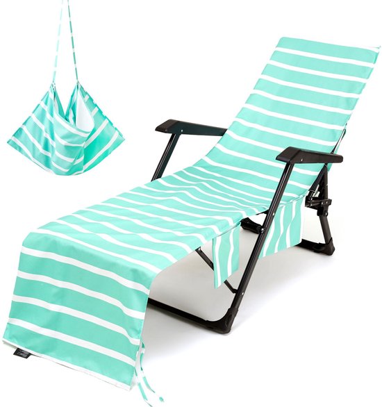 Strandstuhl Handtuch, Mikrofaser Liegestuhlbezug Mit Seitentaschen Weich, Saugfähig Und Schnelltrocknend, Für Terrasse, Poolliegen, Strand, Sonne