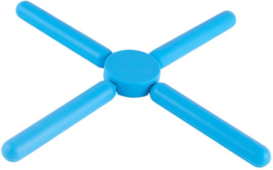 Set Mit 1 Faltbarem Silikon Topfuntersetzer, Rutschfest, Faltbar, Kreuzförmig, Kompakt, Dehnbar, Blau