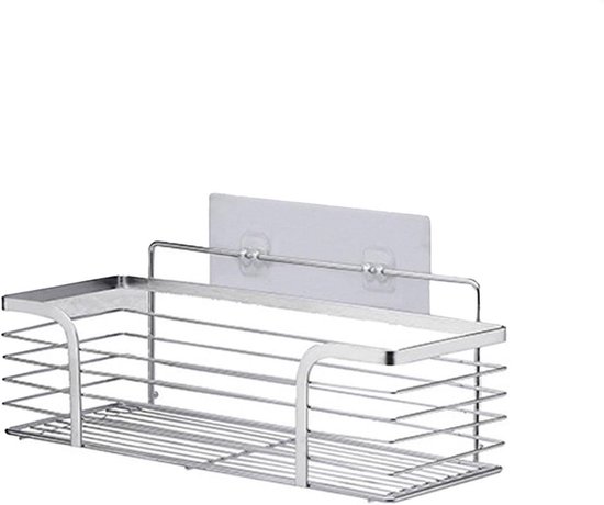 Duschablage Wandregal Für Badezimmer Aufbewahrung Für Toilettenartikel Kein Bohren Erforderlich 35 X 14 X 13 Cm Silberfarben