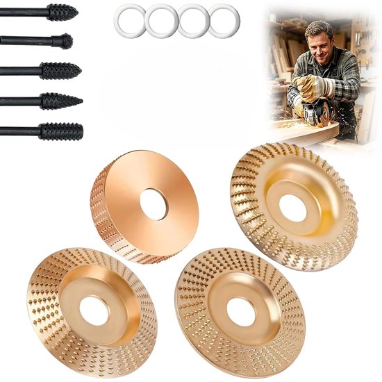 Schleifscheiben Set Für Winkelschleifer 4 Raspelscheiben + 5 Raspelbohrer Mehrform Schleifscheiben Und Fräsbohrer Zum Schneiden Und Formen Von Ho